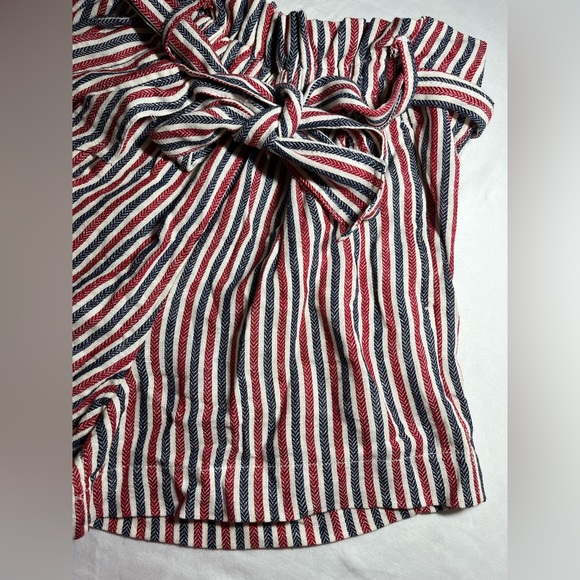 Indigo Rein Tie Front Paperbag Waist Shorts - Striped Red Women’s Size Small - Picture 3 of 9
